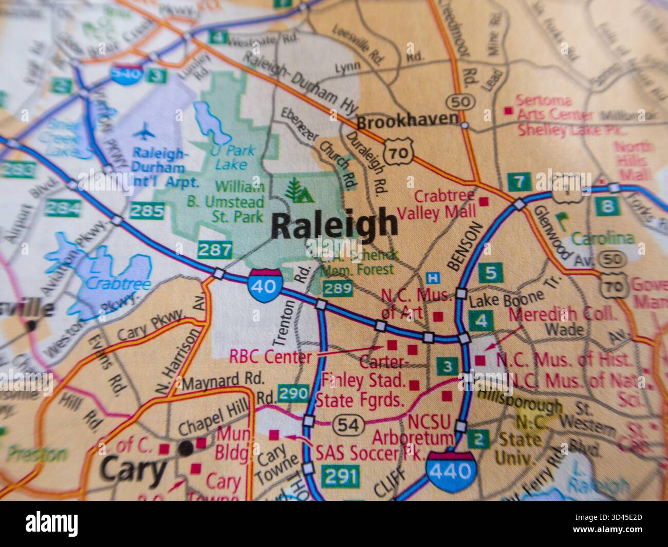 Raleigh, North Carolina Metropolitan Area Road Map with I-440 Beltline ...