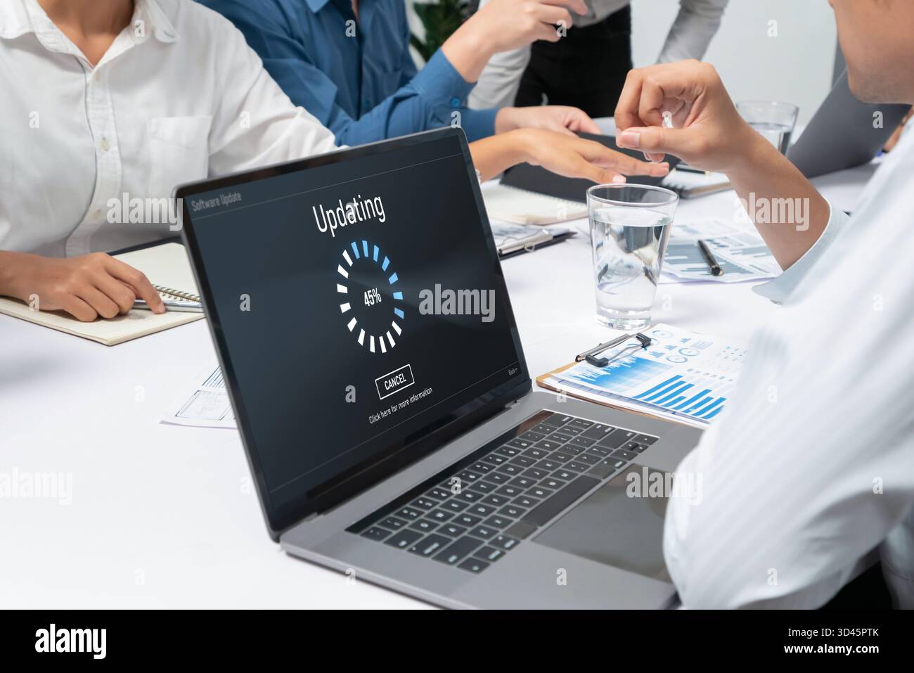 Software update on computer for brisk version of device software upgrade Stock Photo