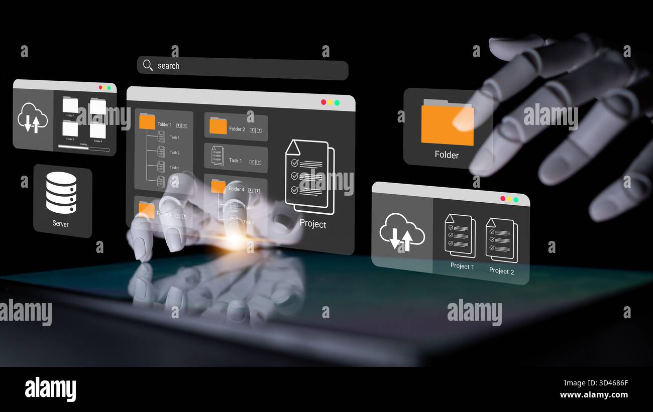 Artificial intelligence supports file organization and project folder management for improved structure and workflow Parse Stock Photo