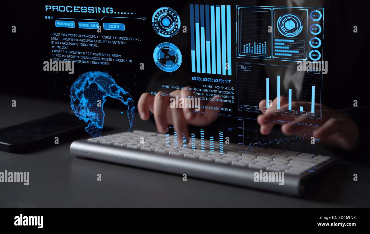 Data analytics and big data strategy for real-time analytics, predictive data modeling, business intelligence analytics, and data-driven decision Stock Photo