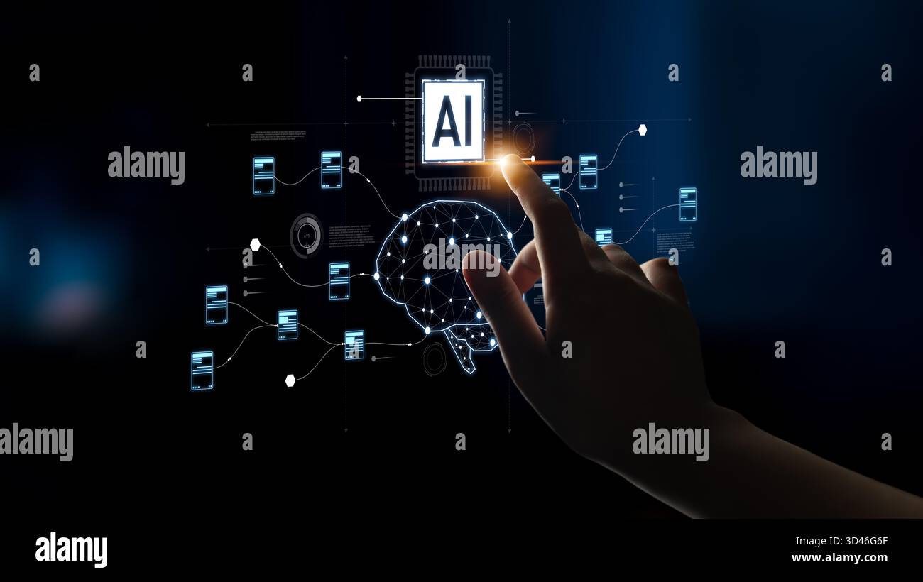 AI neural network and data processing system visualizing artificial ...