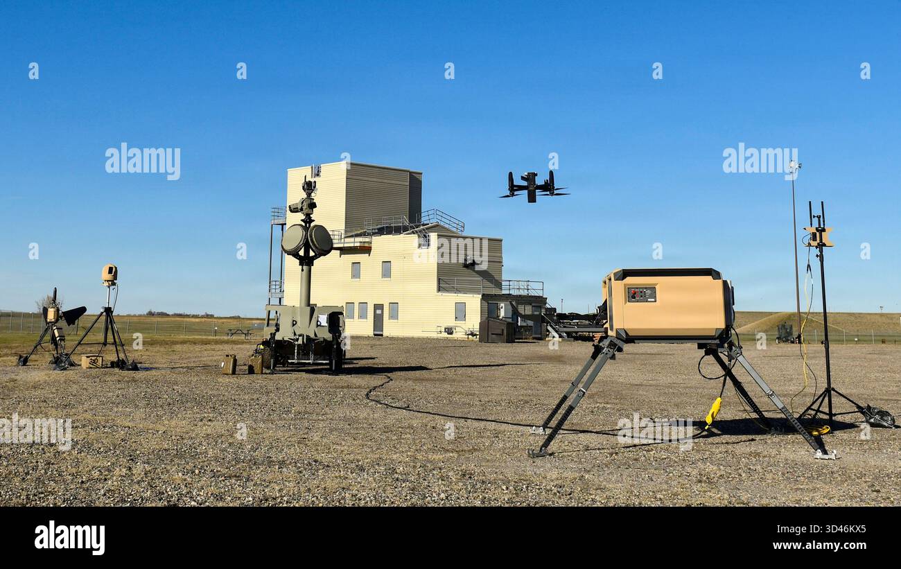 An Anvil drone interceptor launches from its platform in response to a ...