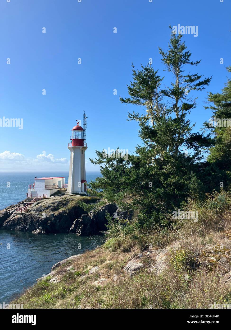 Sheringham Point Lighthouse, Shirley, Vancouver Island, British Columbia, Canada - Smartphone Captured Stock Image