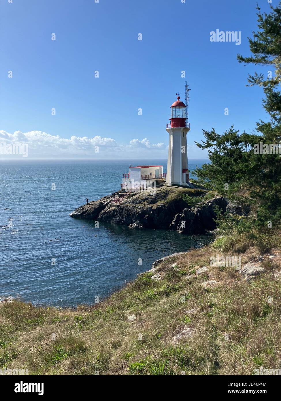 Sheringham Point Lighthouse, Shirley, Vancouver Island, British Columbia, Canada - Smartphone Captured Stock Image
