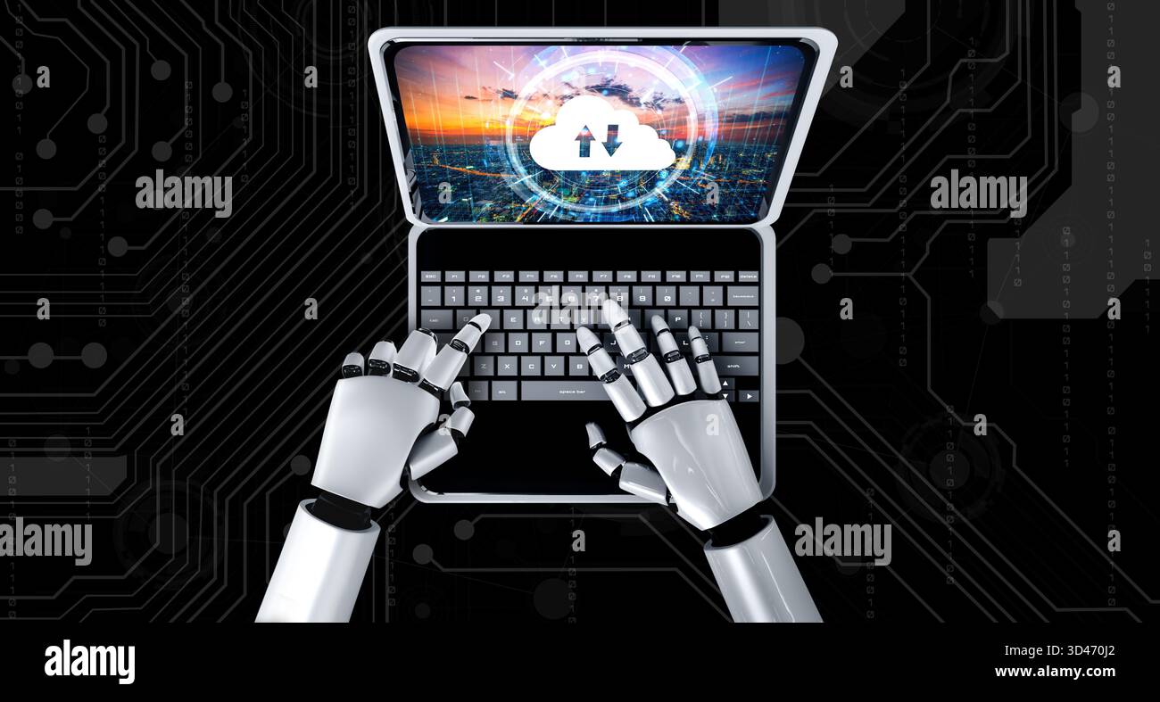 Cloud computing software for modish remote work and personal data storage Stock Photo