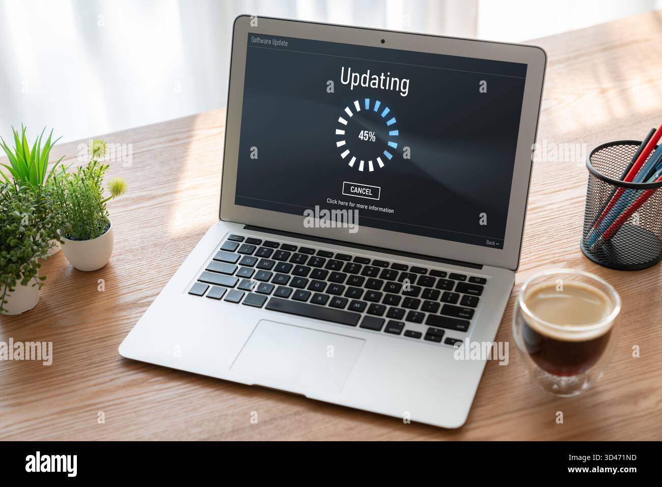 Software update on computer for modish version of device software upgrade Stock Photo