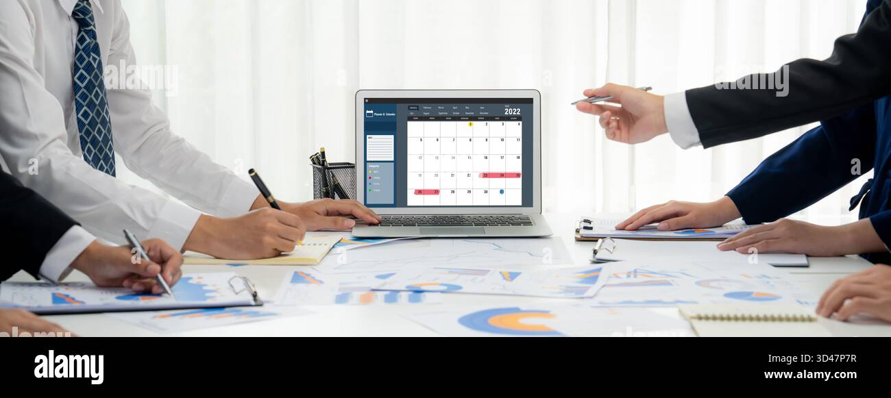 Calendar on computer software application for brisk schedule planning for personal organizer and online business Stock Photo