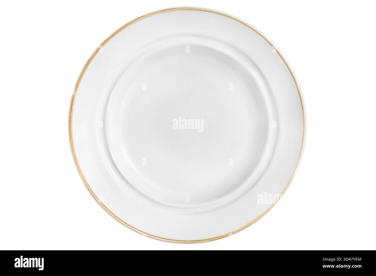 White vintage empty ceramic plate isolated on white background Stock Photo