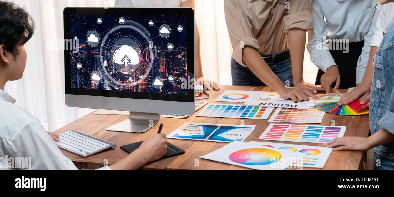 Cloud computing software for brisk remote work and personal data storage Stock Photo