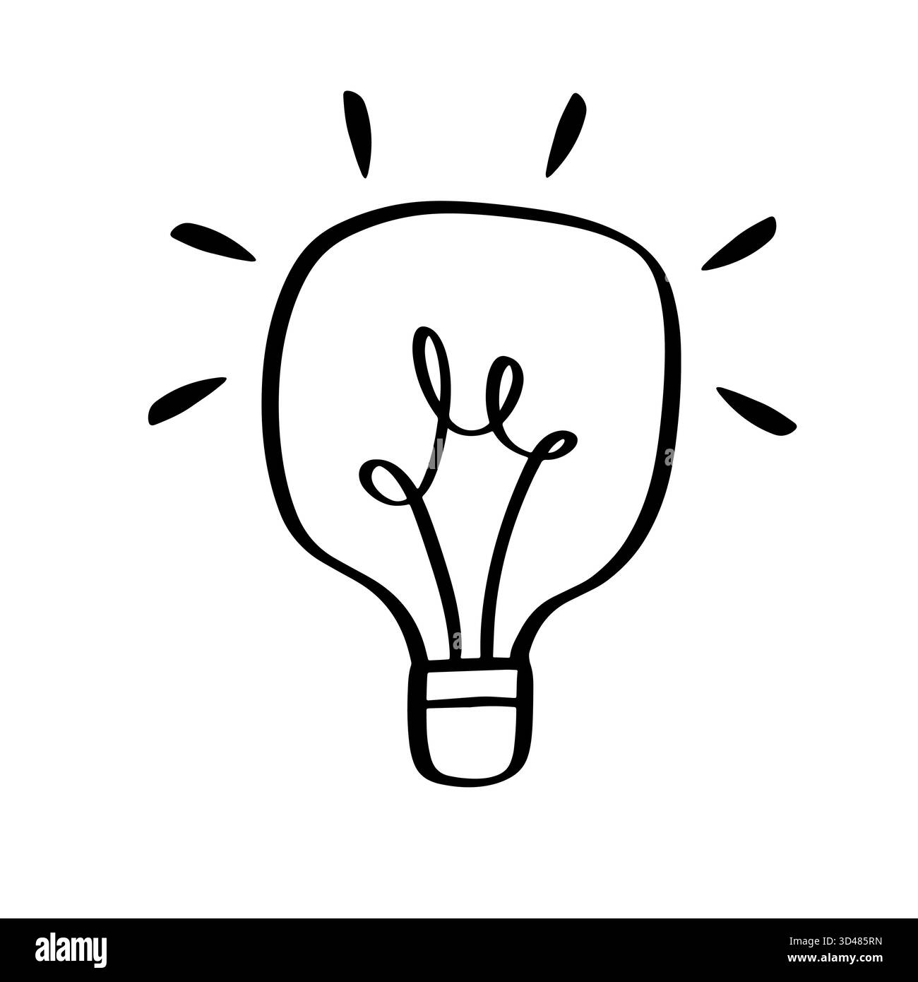 Hand Drawn Light Bulb Doodle Icon Electric Lamp Stock Vector Image ...