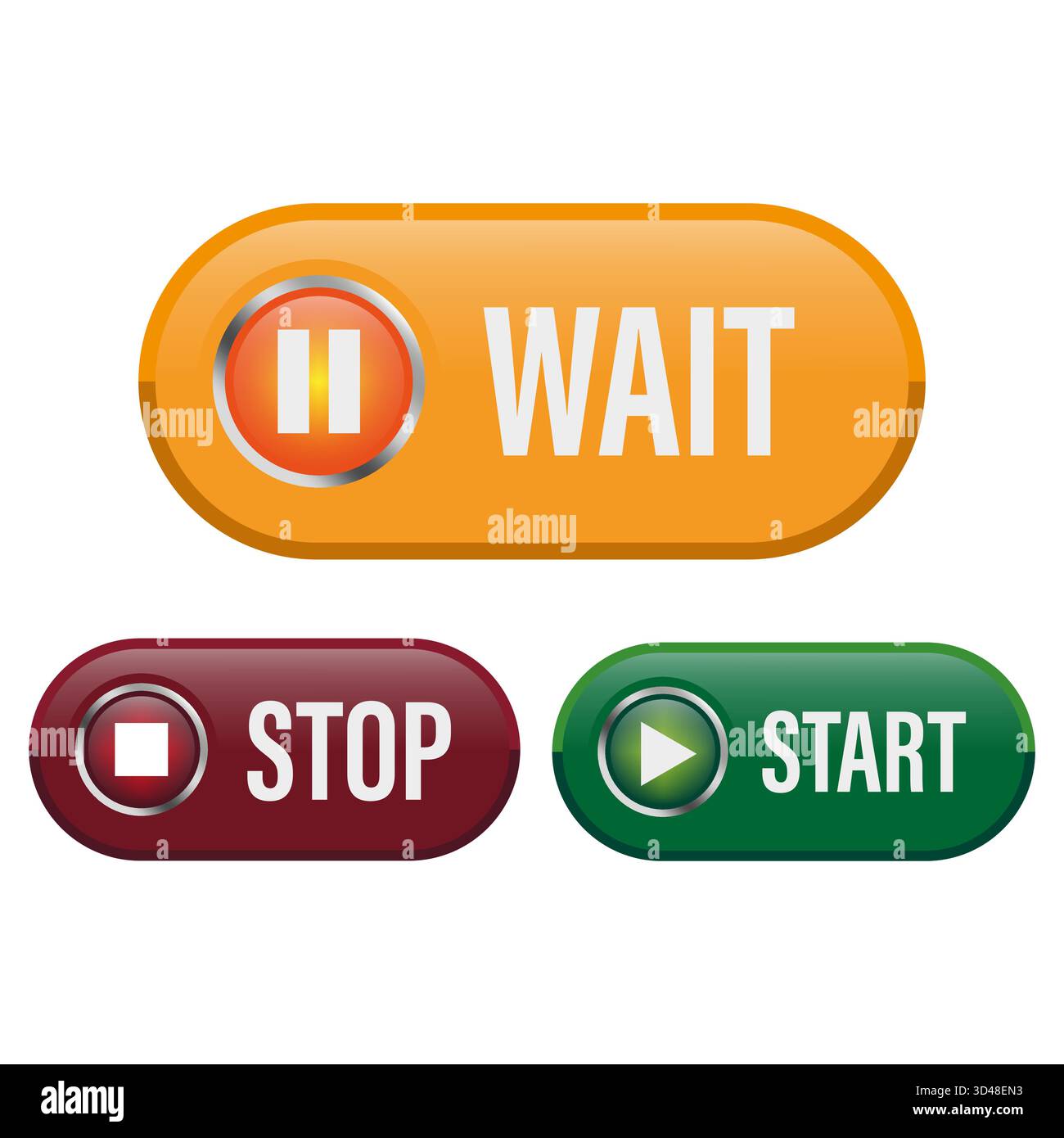 Wait stop start. Digital control buttons. Colored interface icons ...