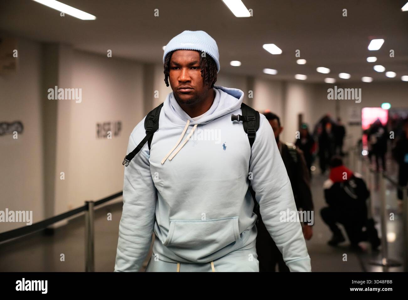 Atlanta Falcons defensive tackle Brandon Dorlus arrives for the ...