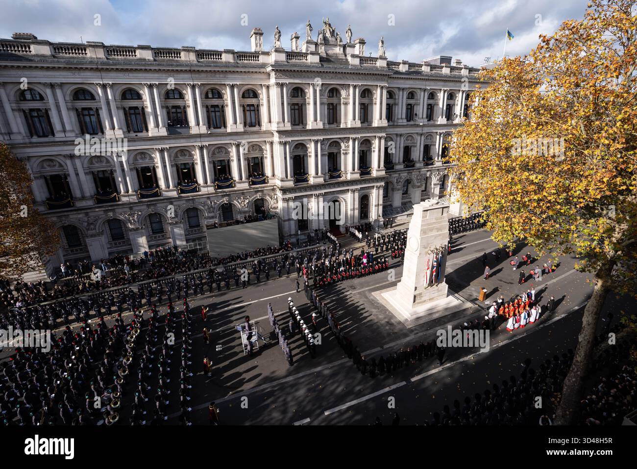 A view of Whitehall and the Cenotaph, during the Remembrance Sunday ...