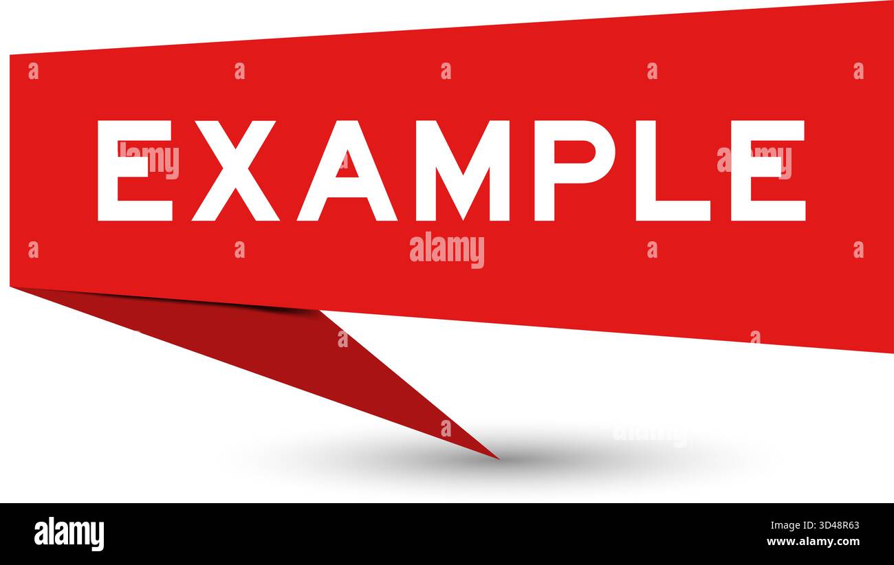 Red color speech banner with word example on white background Stock Vector