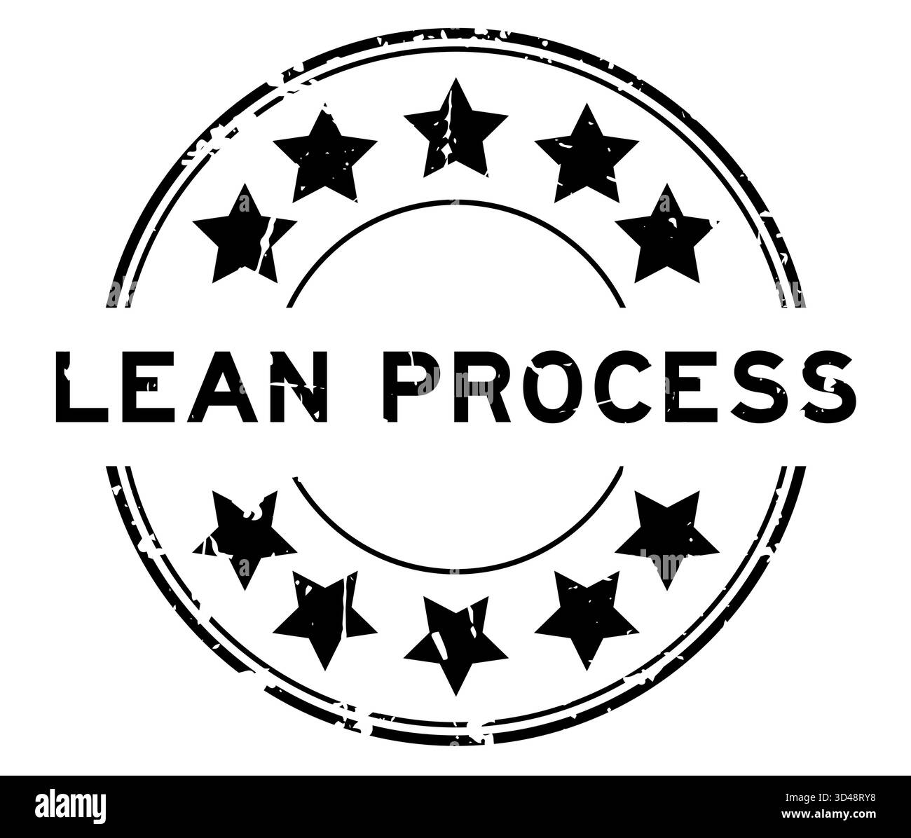 Grunge black lean process word with star icon round rubber seal stamp ...