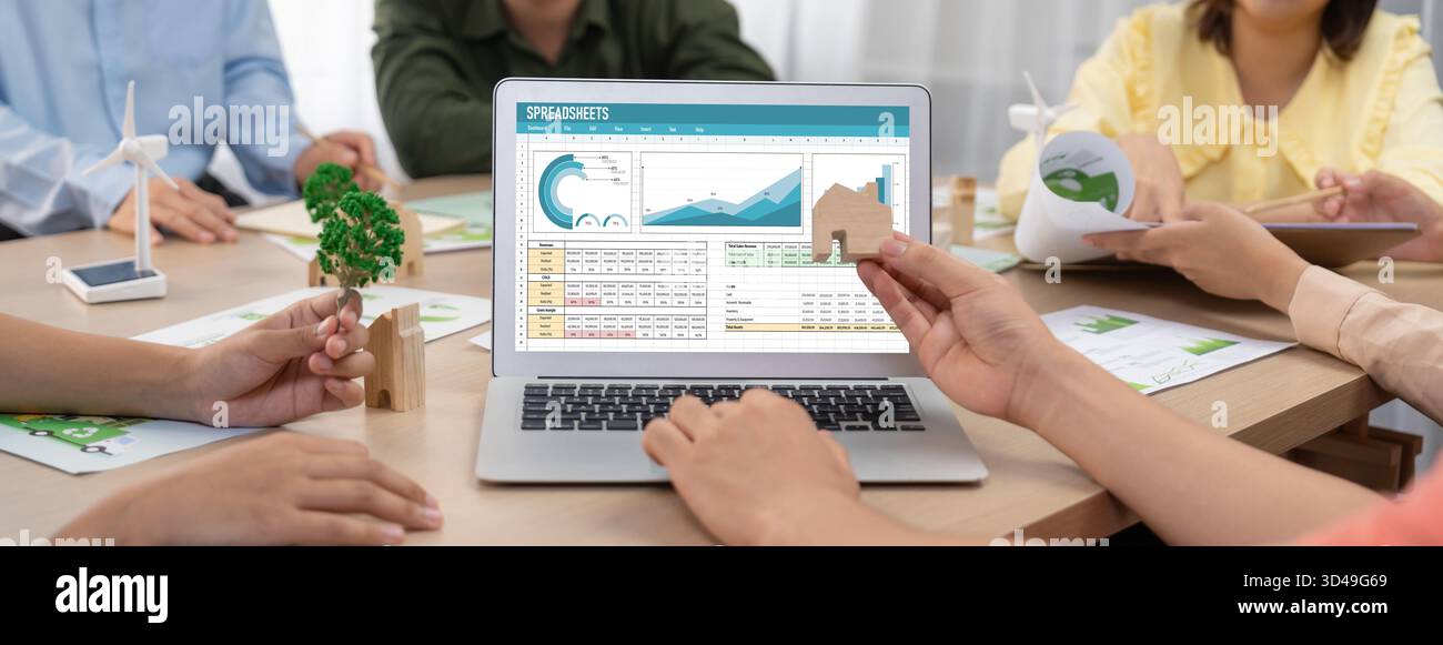 Spreadsheet document information financial startup concept. data and graphs in spreadsheet documents for online analysis project dashboard accounting Stock Photo