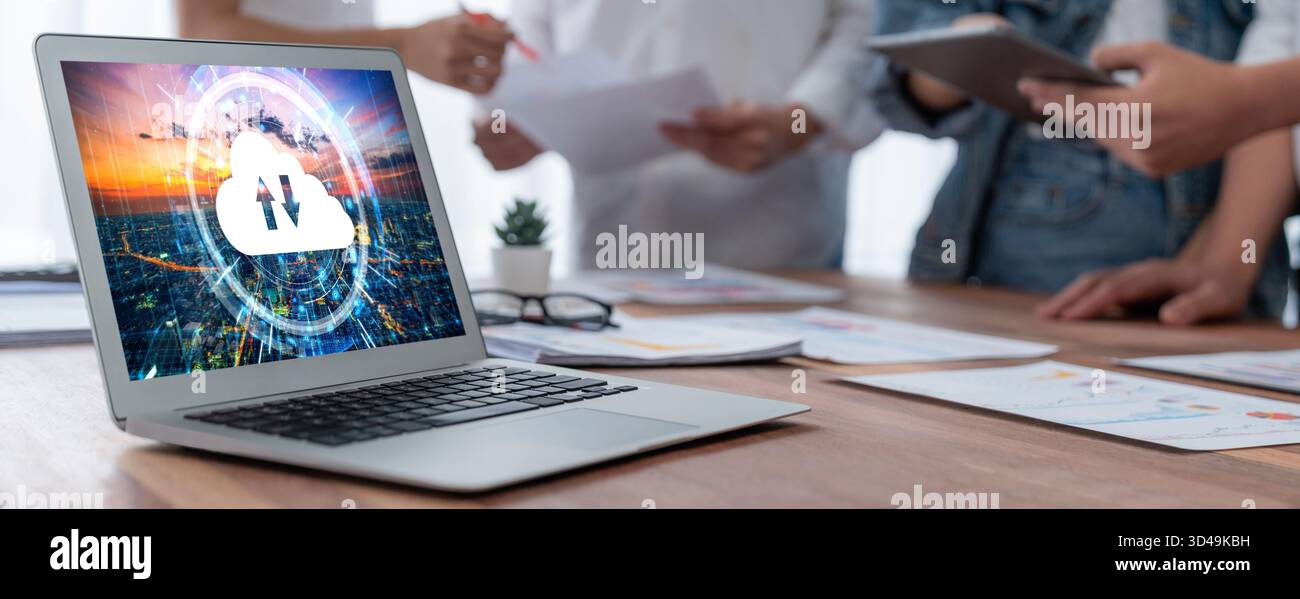 Cloud computing software for brisk remote work and personal data storage Stock Photo