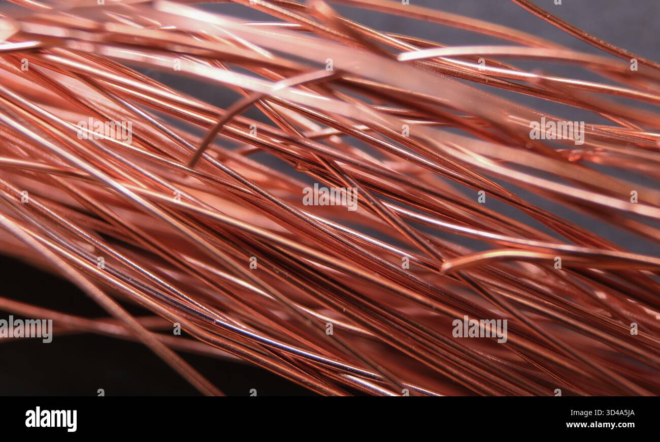 Abstract copper lines texture on black floor Stock Photo