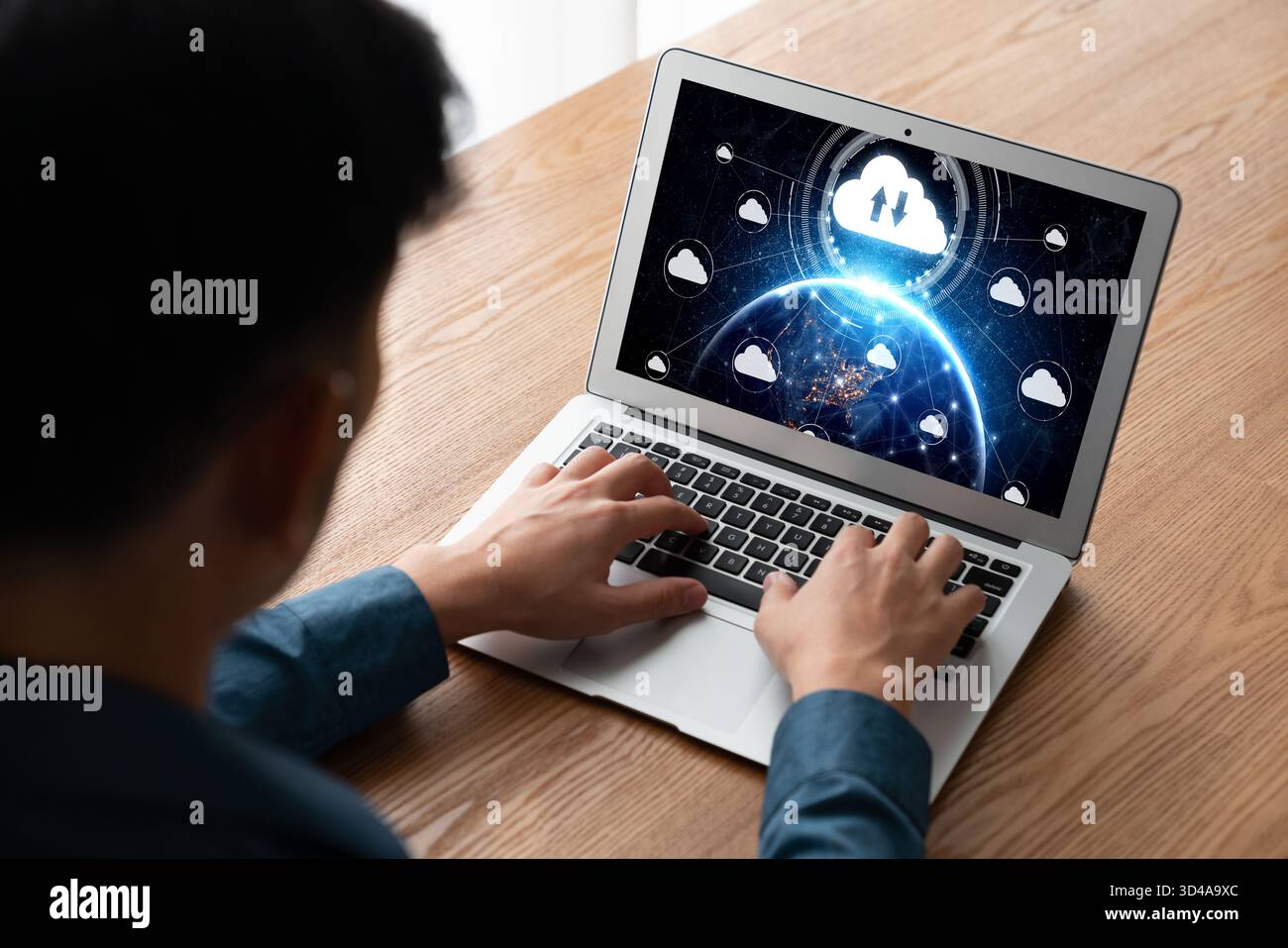 Cloud computing software for modish remote work and personal data storage Stock Photo