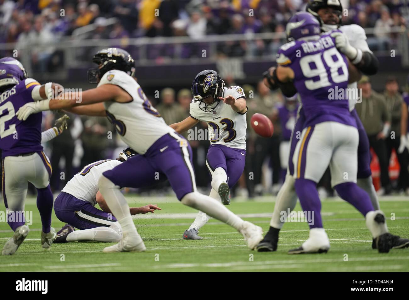 Tyler Loop Body Baltimore Ravens place kicker Tyler Loop (33) kicks a field goal in the ...