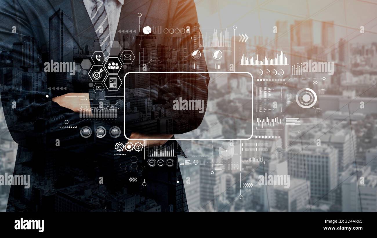Data analytics and big data strategy for real-time analytics, predictive data modeling, business intelligence analytics, and data-driven decision Stock Photo