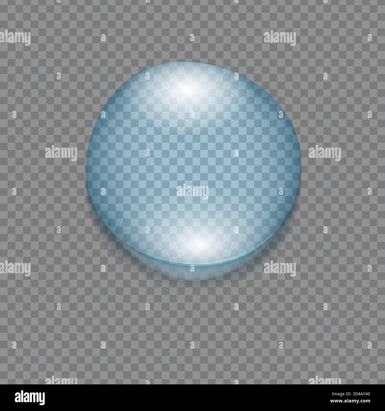 A Reflective, Transparent Sphere Showcasing a Glossy Surface and Subtle Light Reflections, Against a Checkered Background Stock Vector