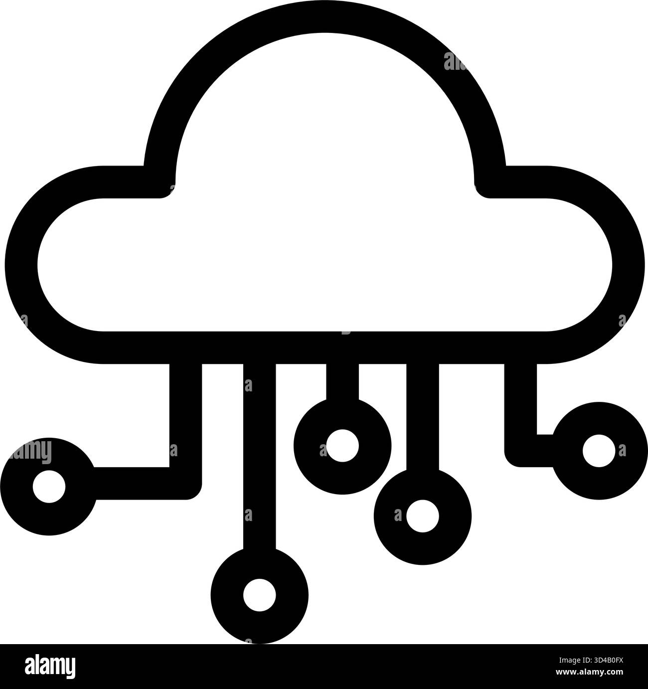 This icon represents cloud computing- showcasing a cloud connected to a decentralized network- ideal for AI- data storage- and computer network visual Stock Vector