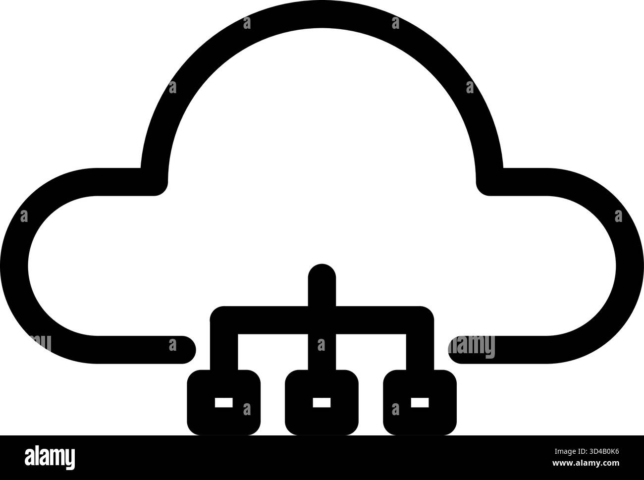 This icon represents a cloud computing network with decentralized data storage- ideal for illustrating distributed systems or AI applications. It's pe Stock Vector