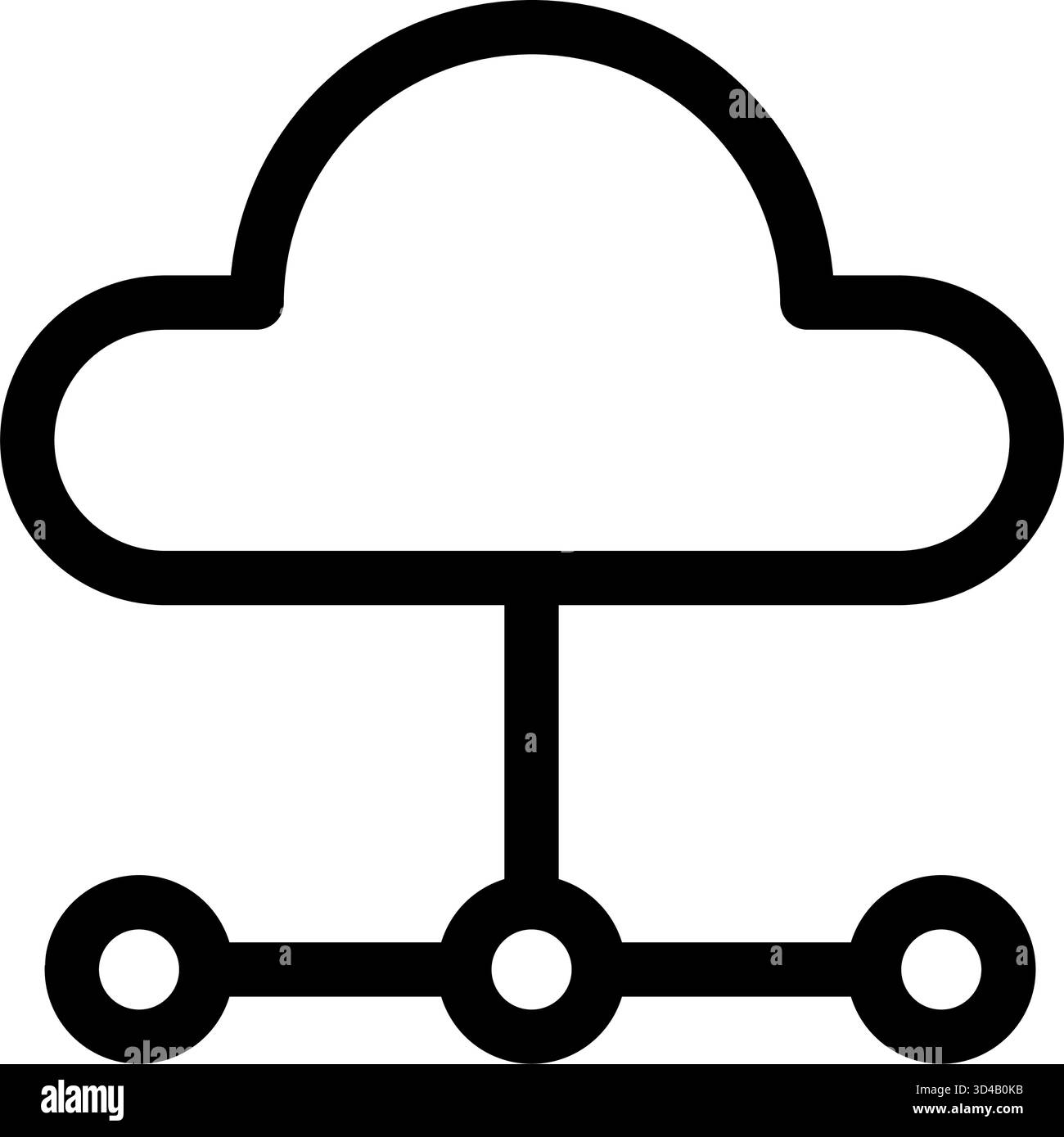 This icon represents a cloud computing network with three connected nodes- symbolizing decentralized data storage and distributed computing. Ideal for Stock Vector