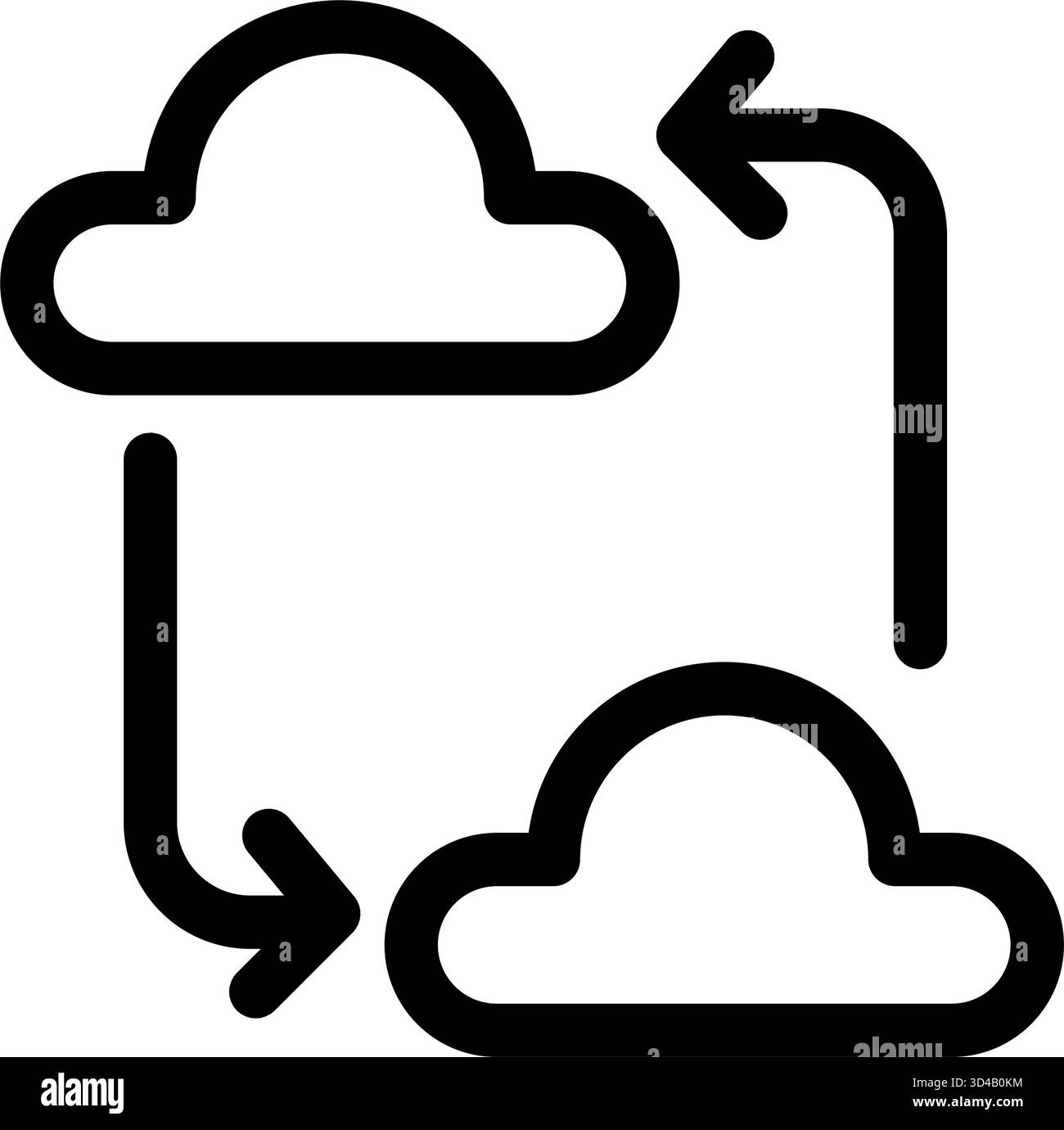 This icon visually represents the seamless transfer of data between two cloud servers- ideal for illustrating cloud synchronization or data migration Stock Vector