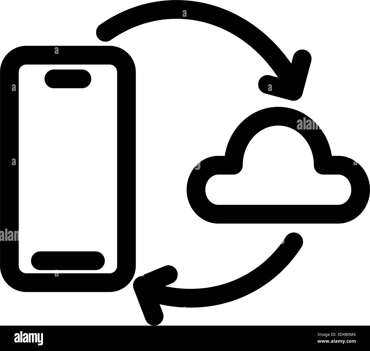This icon represents seamless data transfer between a mobile device and a cloud server- ideal for showcasing cloud storage- backup- and synchronizatio Stock Vector