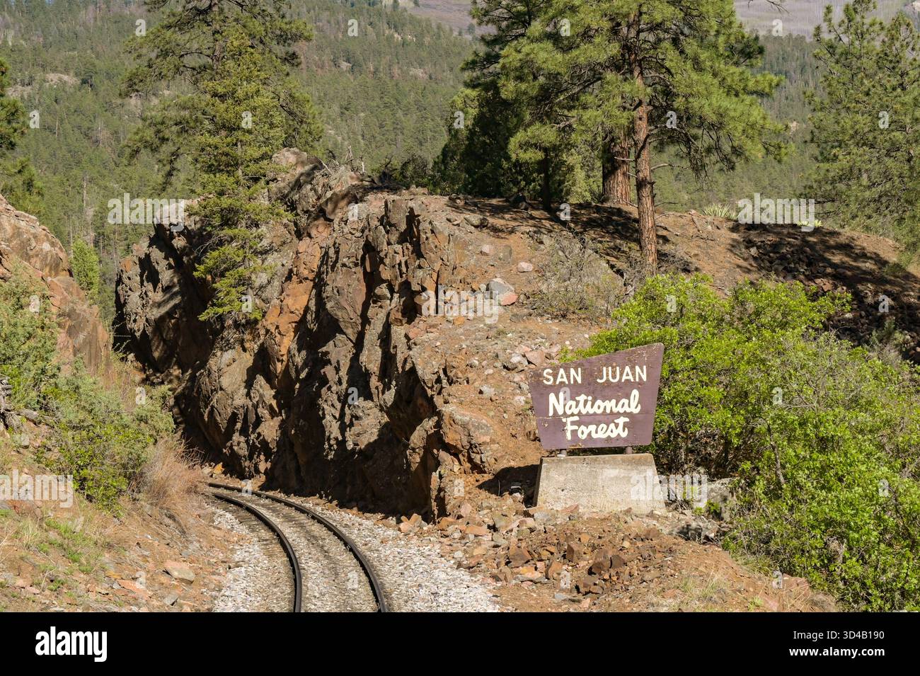 Durango, Colorado, USA - 23 May 2025: Sign alongside the Durango and ...