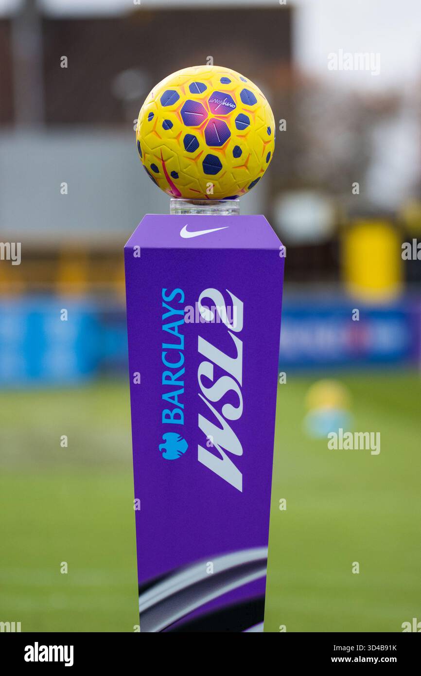 Nike Control winter match ball on a WSL2 pillar before the match ...