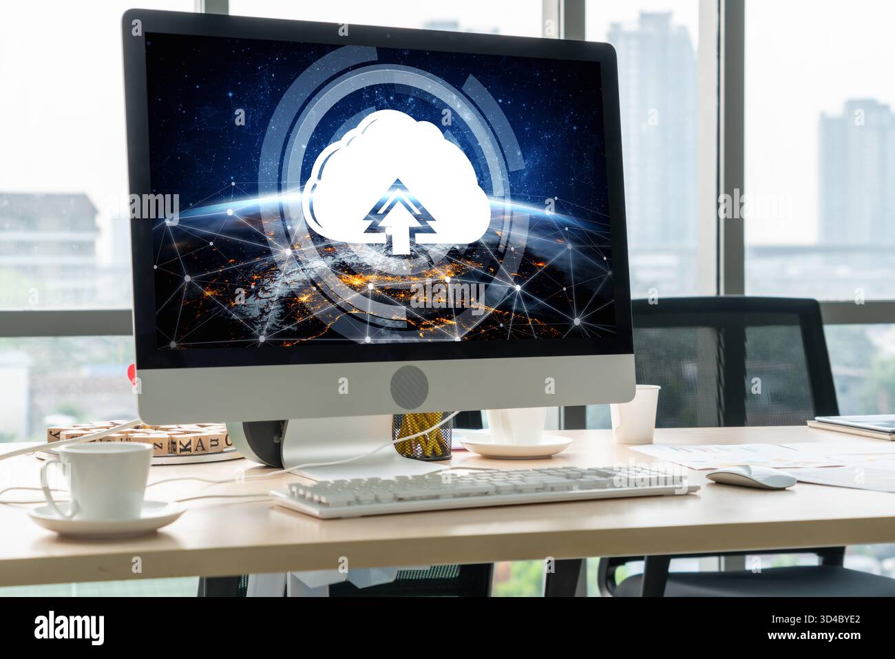 Cloud computing software for modish remote work and personal data storage Stock Photo