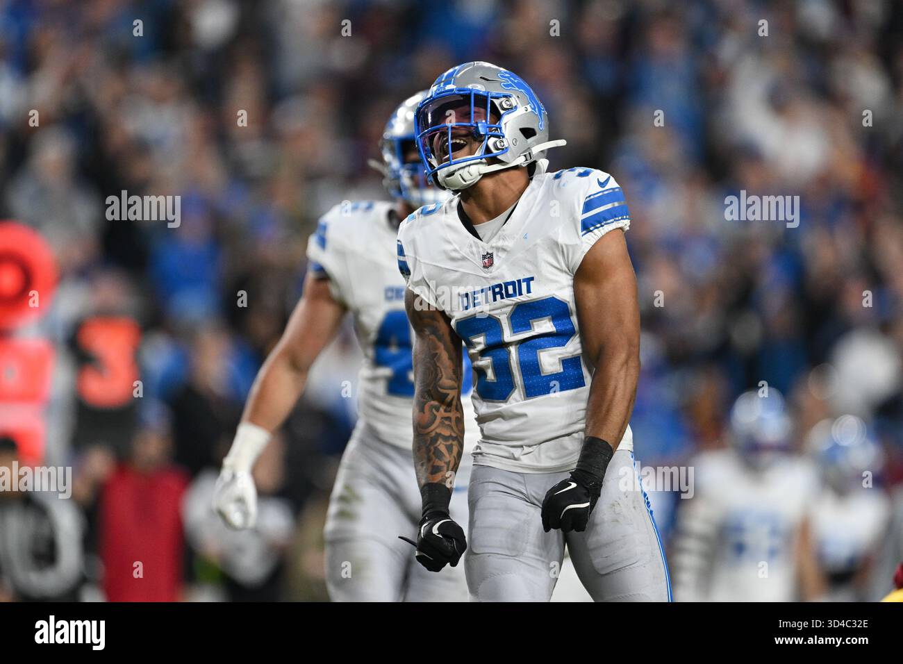 Detroit Lions Safety Brian Branch 32 Celebrates His Sack Of Detroit Lions Safety Brian Branch 32 Celebrates His Sack Of Washington Commanders Quarterback Marcus Mariota During The First Half Of An Nfl Football Game Sunday Nov 9 2025 In Landover Md Ap Williams 3D4C32E 