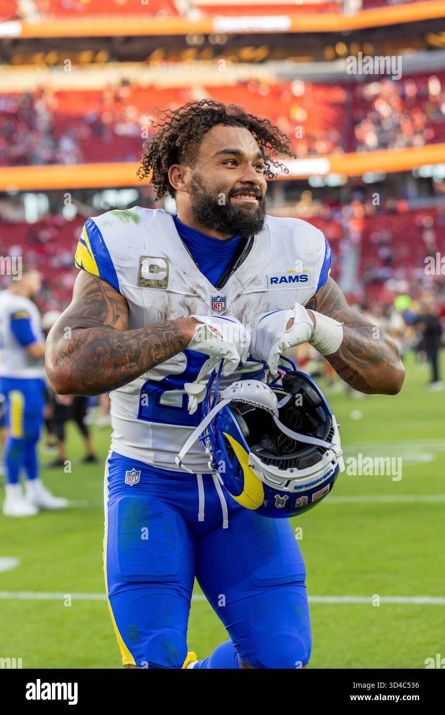 Los Angeles Rams running back Kyren Williams (23) celebrates while