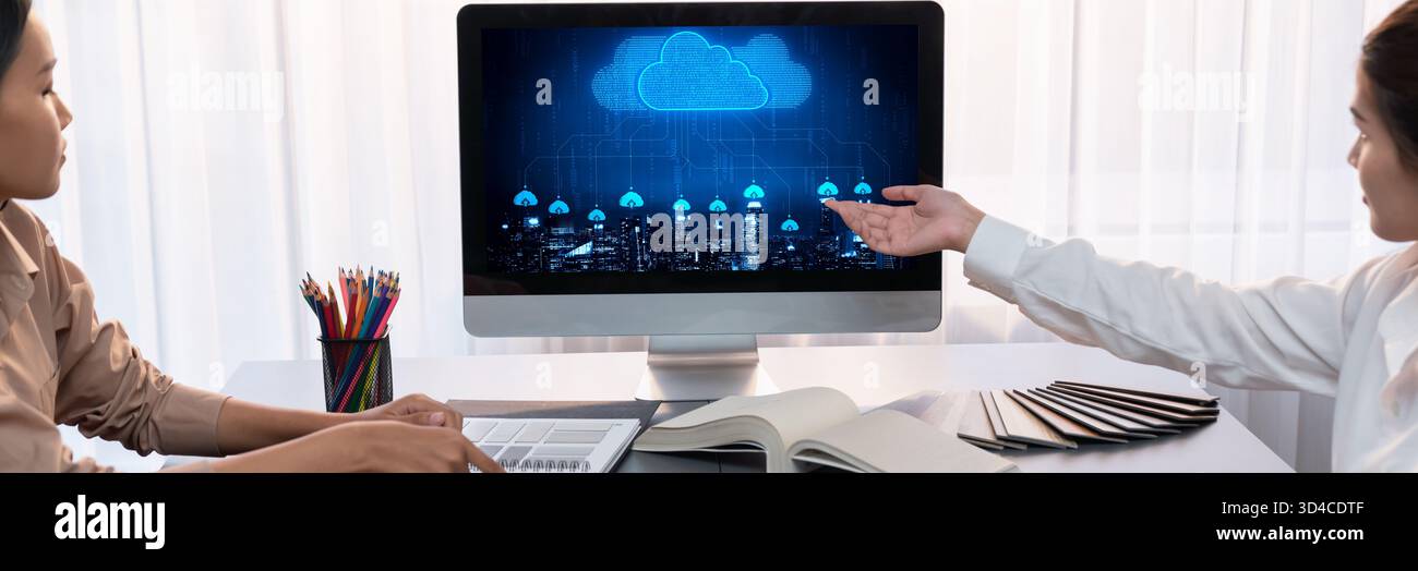 Cloud computing software for brisk remote work and personal data storage Stock Photo