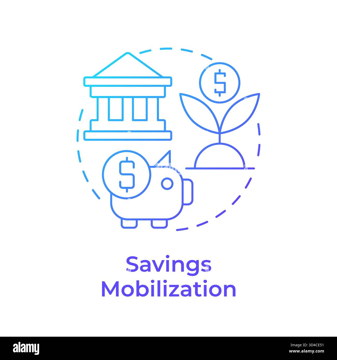 Savings mobilization blue gradient concept icon Stock Vector