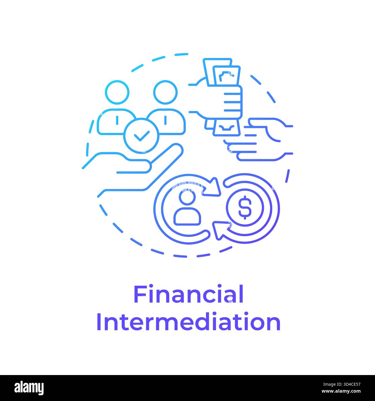 Financial intermediation blue gradient concept icon Stock Vector