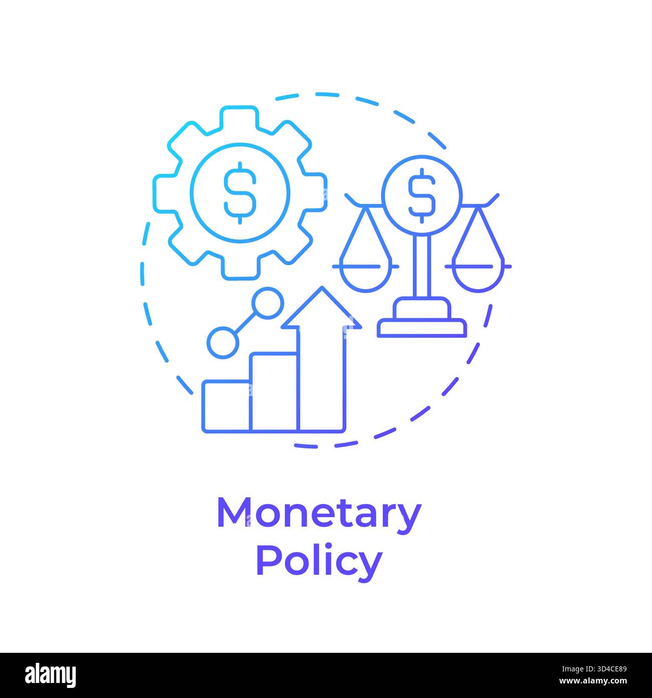 Monetary policy blue gradient concept icon Stock Vector