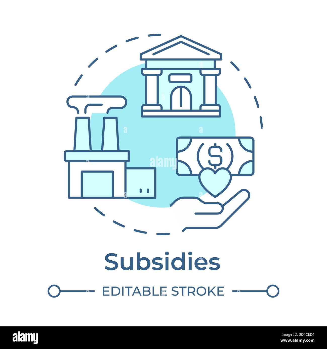 Subsidies soft blue concept icon Stock Vector