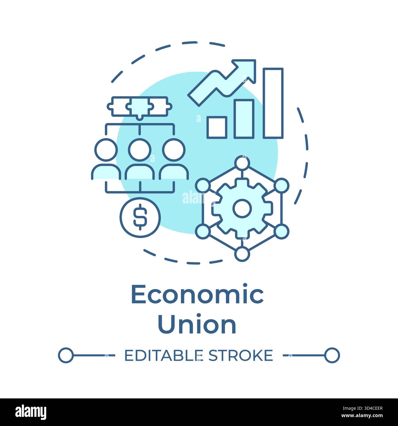Economic union soft blue concept icon Stock Vector