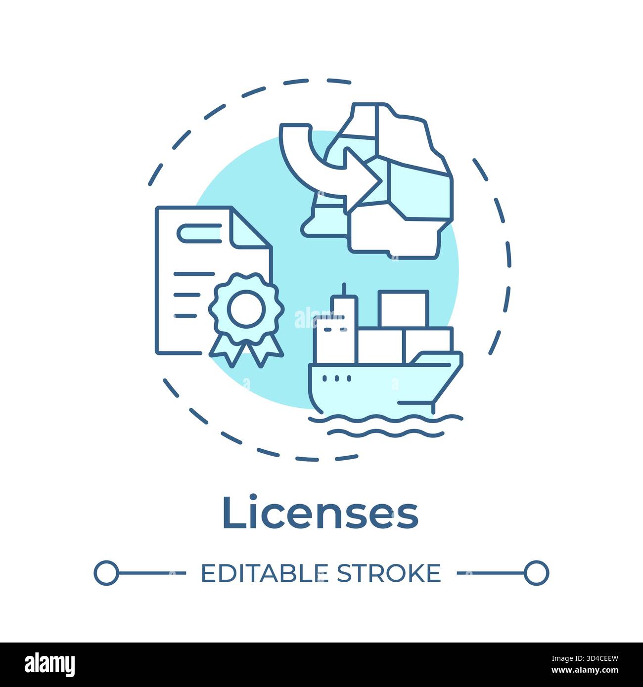Licenses soft blue concept icon Stock Vector