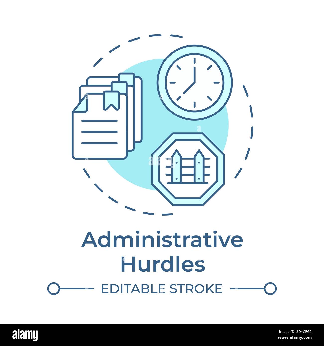Administrative hurdles soft blue concept icon Stock Vector