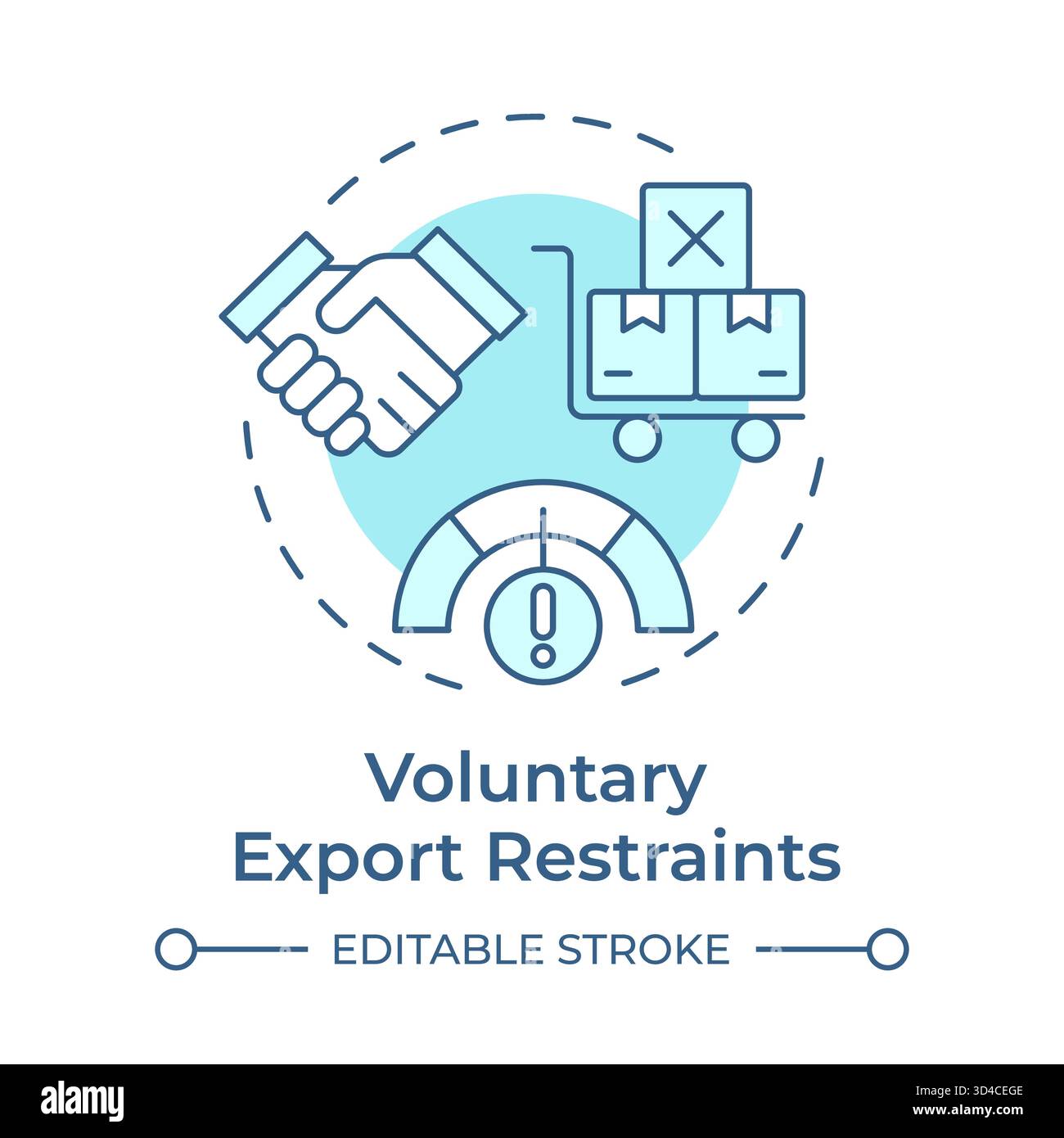 Voluntary export restraints soft blue concept icon Stock Vector