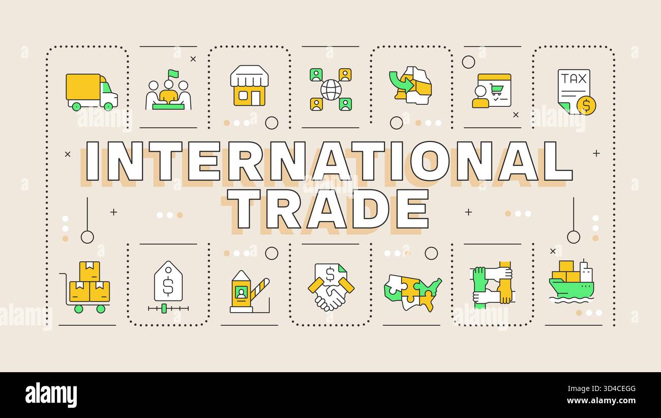 International trade orange word concept Stock Vector
