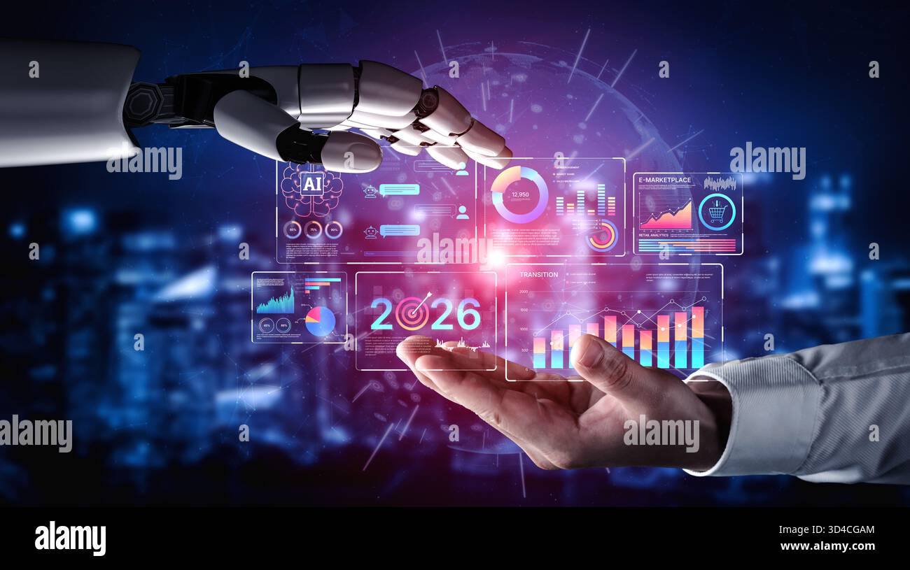 AI powers data analytics with predictive insights, smart dashboards, and real-time modeling for strategic decision-making. Artificial intelligence Stock Photo