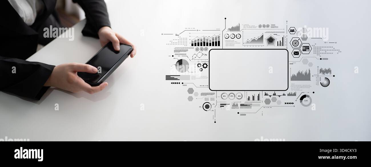 Data analytics and big data strategy for real-time analytics, predictive data modeling, business intelligence analytics, and data-driven decision Stock Photo