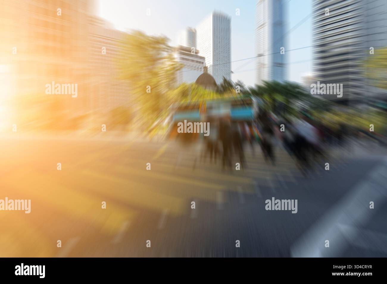 Urban/street Runder Dynamic urban street scene with architectural buildings, people, and ...