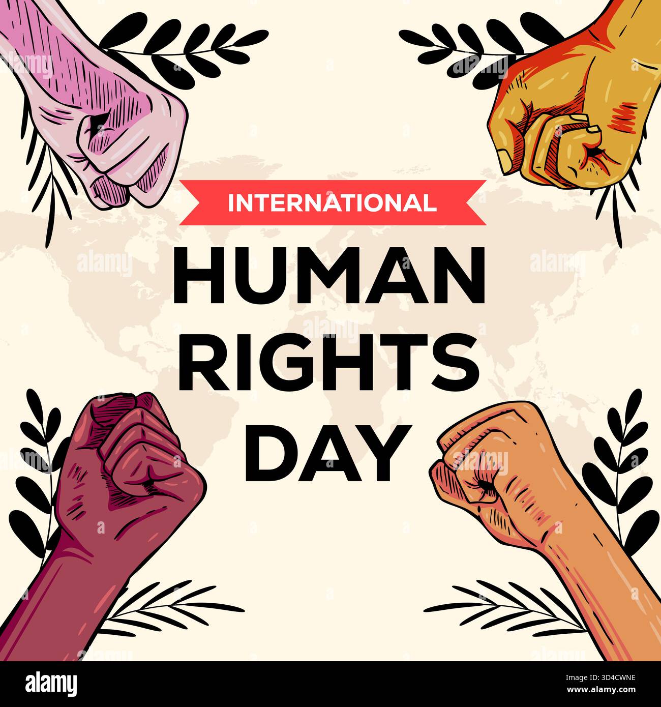 Human Rights Drawn Design illustration for international human rights day in hand drawn style ...